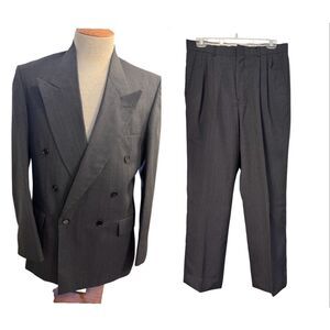 Raffinati Double Breasted Suit 2-Pcs Pleated Pants Gray Sz. 38 Blzr